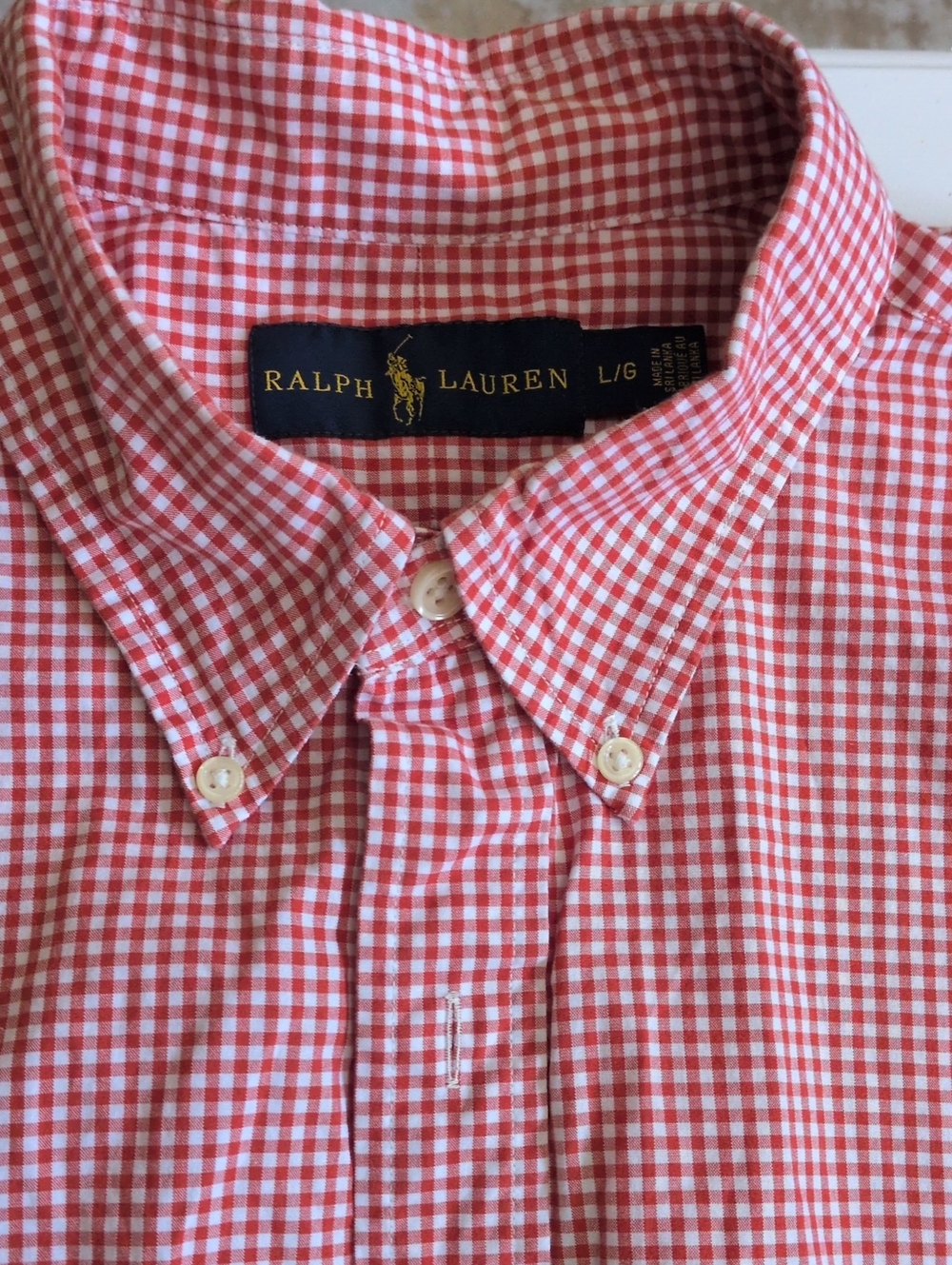 Ralph Lauren Red and White Gingham Button-Down Shirt